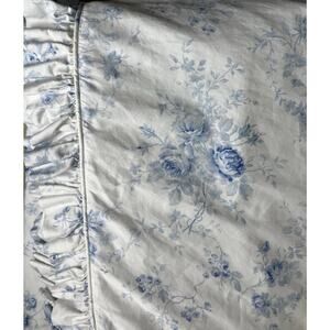 Vintage Ralph Lauren SHELTER ISLAND White Blue Ruffle Duvet Cover -King